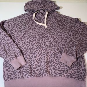 BUFFALO DAVID BITTON WOMENS SMALL PURPLE HOODIE HOODED SWEATSHIRT SOFT LEOPARD